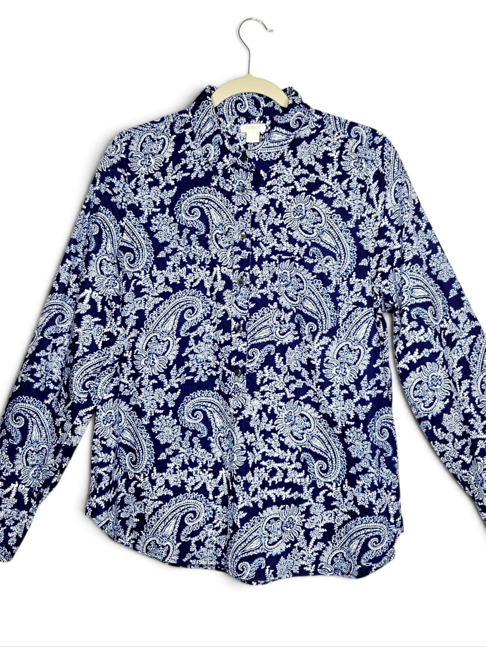 J. Crew Paisley Print button down shirt. Blue/white. Size Large - Picture 2 of 12